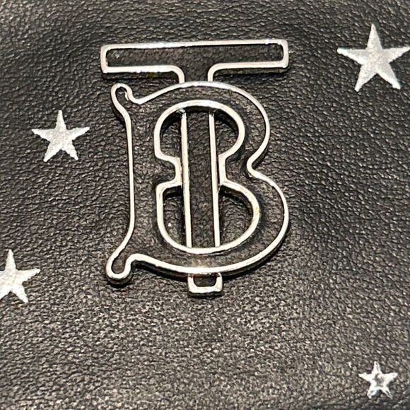 Burberry TB Leather Card Holder Wallet Black Silver Stars Celestial Glam Evening - Picture 8 of 12